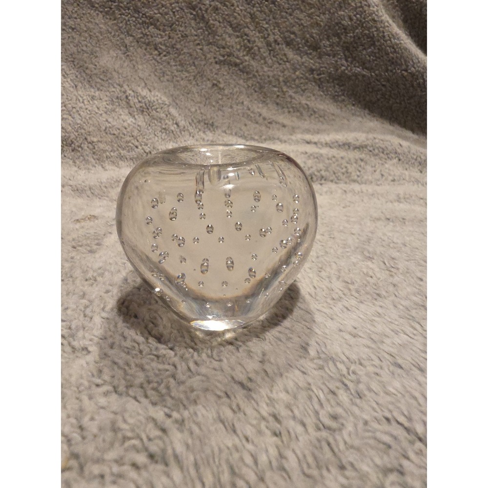 Glass‎ Stemless Apple With Controlled Bubbles Paperweight Clear 2 Inches